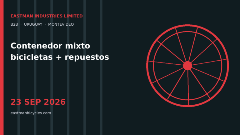 Cómo armar el primer contenedor mixto de bicicletas y repuestos en Uruguay